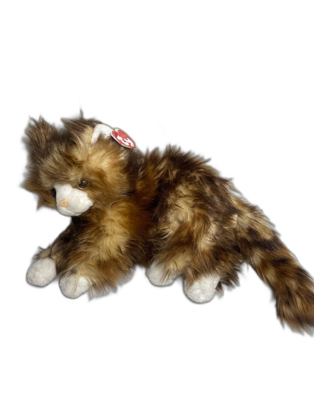 Ty Classics Plush Jumbles long Haired Tabby Cat - Brown & White Fur with tag